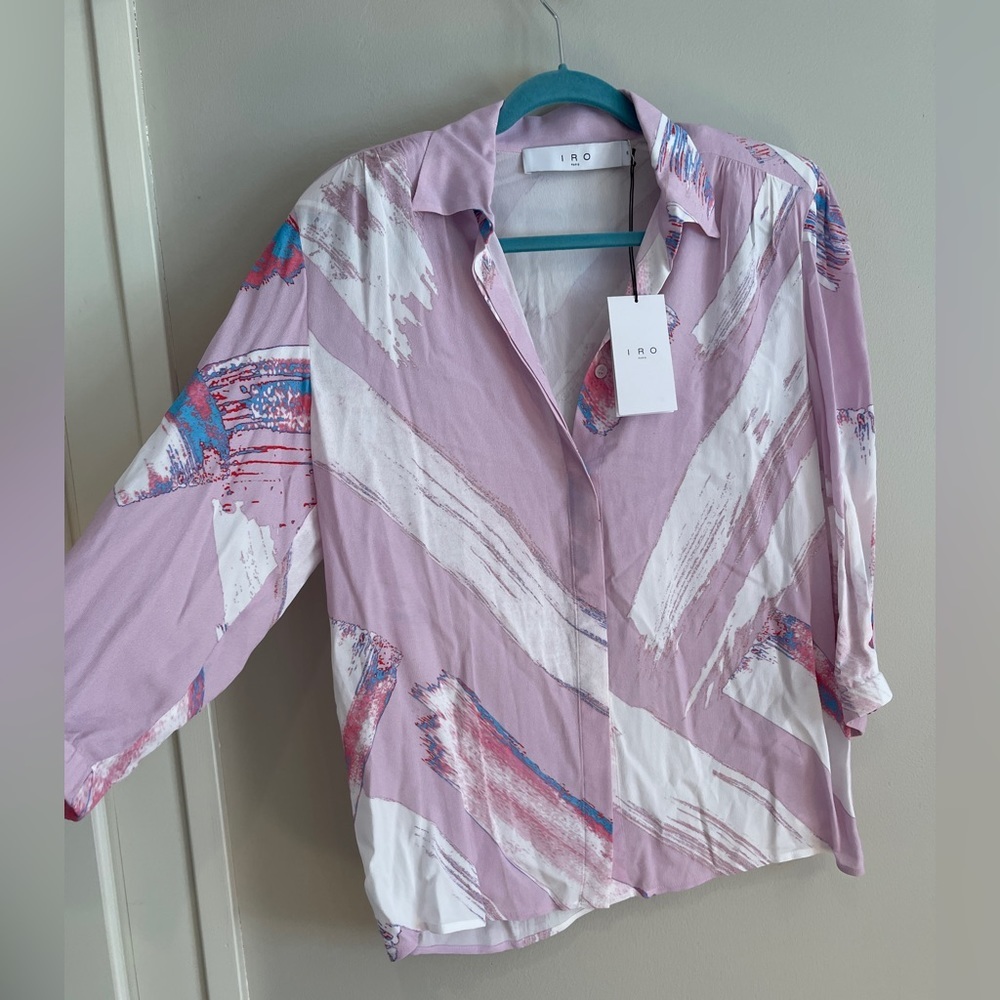 NWT Iro Anjeli Shirt Mulitcolor Light Ivory Pink - Picture 7 of 9